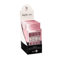 Présentoir Set De 24 Faux Ongles Avec Patch Pink Sparkle Peggy Sage X 6