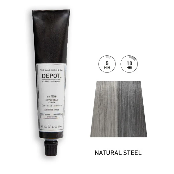 Kit Coloration Barbe & Cheveux N°506 Natural Steel DEPOT 3 Kit Coloration Barbe & Cheveux N°506 Natural Steel DEPOT