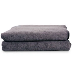 Lot De 2 Draps De Bain Gris Anthracite 100x200